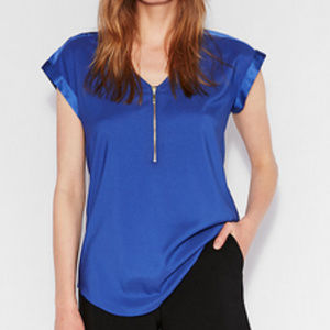 Express Gold Zip V-Neck Top
